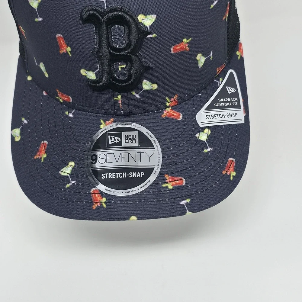 New Era 9Seventy Boston Red Sox MLB Snapback Hat‎ Cap Drink AOP Adjustable Black